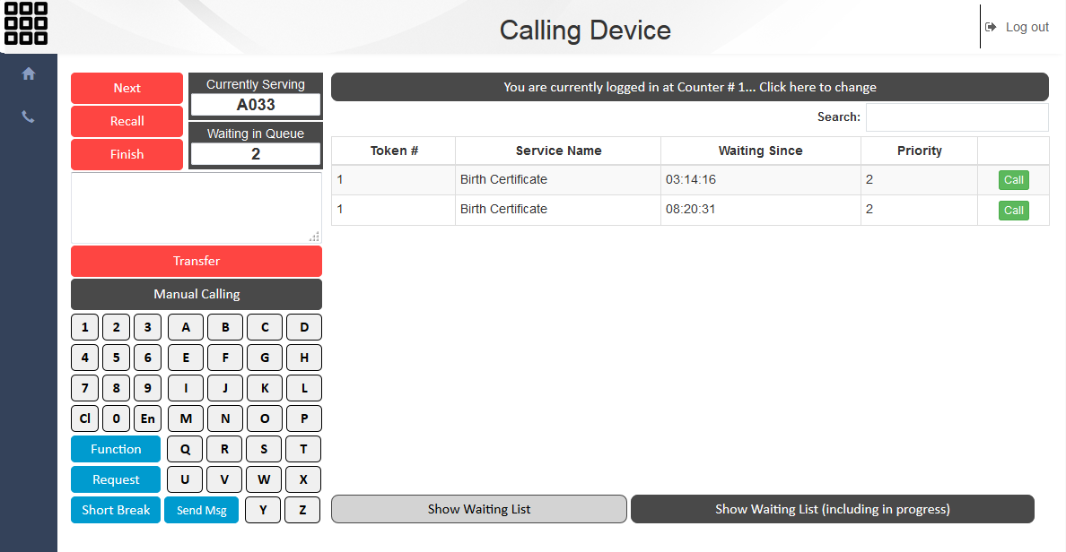 Counter Calling Unit -CCU-WebApplication